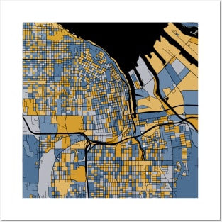 Tacoma Map Pattern in Blue & Gold Posters and Art